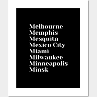 City Names starting with, M, Pin, Mug, Tote Posters and Art